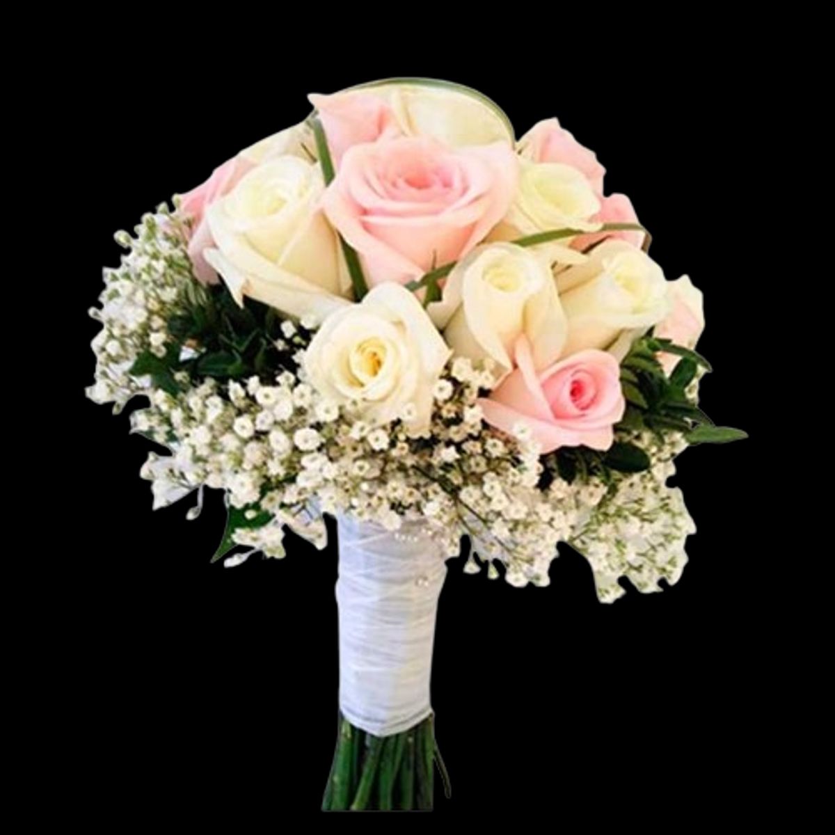 GENERICO - Bouquet de Novia 12 Rosas Blancas y Rosadas