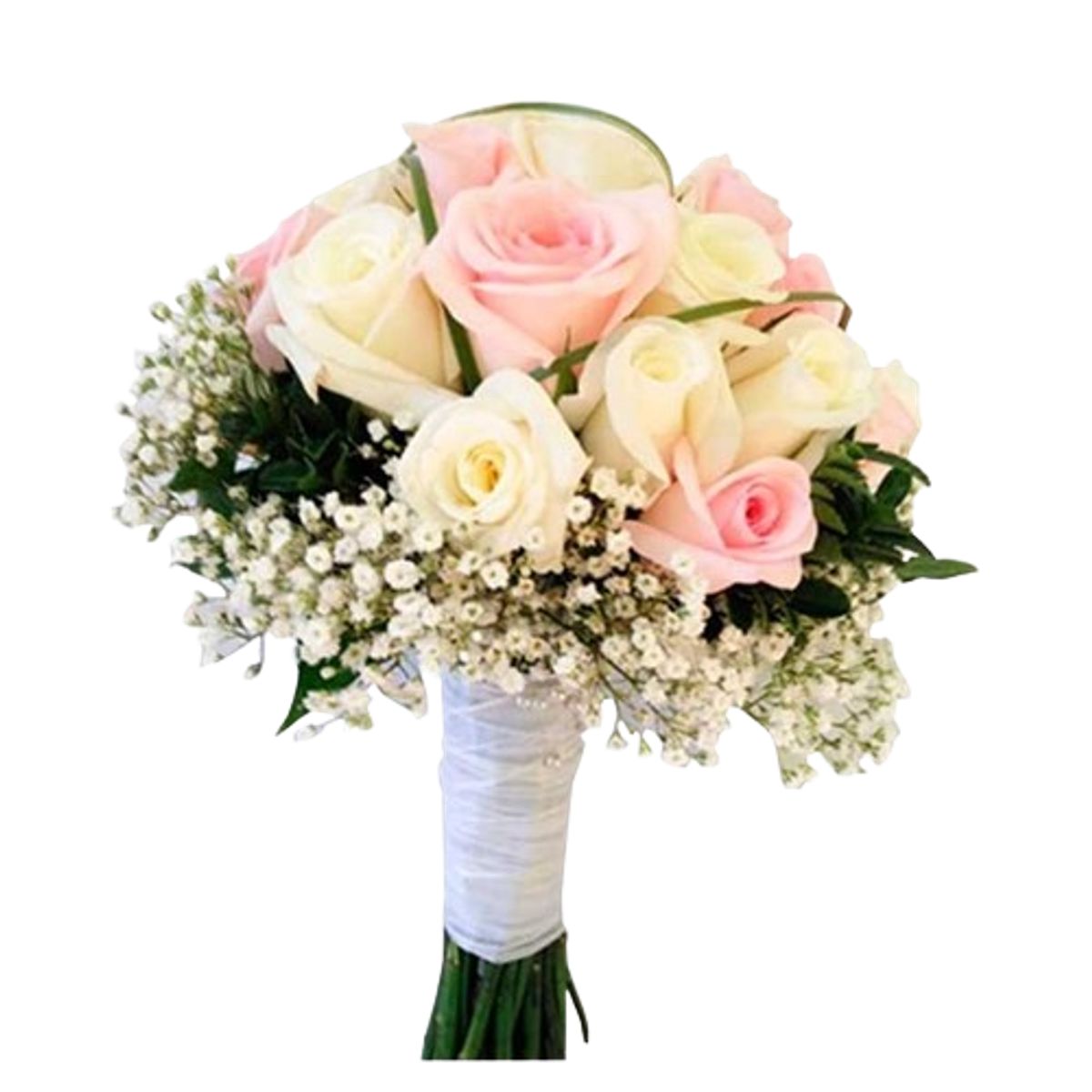 GENERICO - Bouquet de Novia 12 Rosas Blancas y Rosadas
