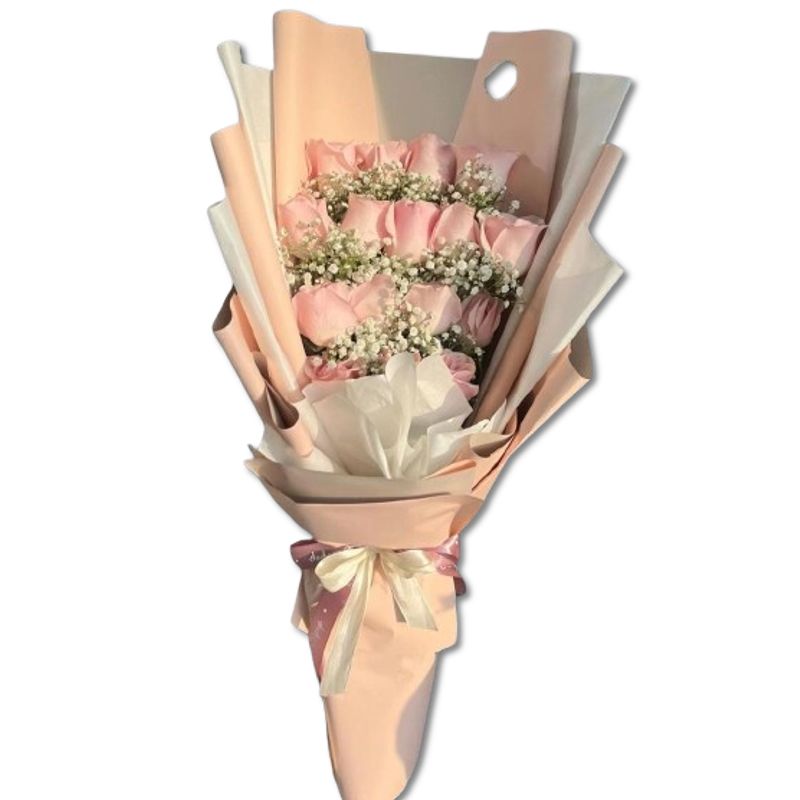 GENERICO - Bouquet Alargado de 15 Rosas Rosadas