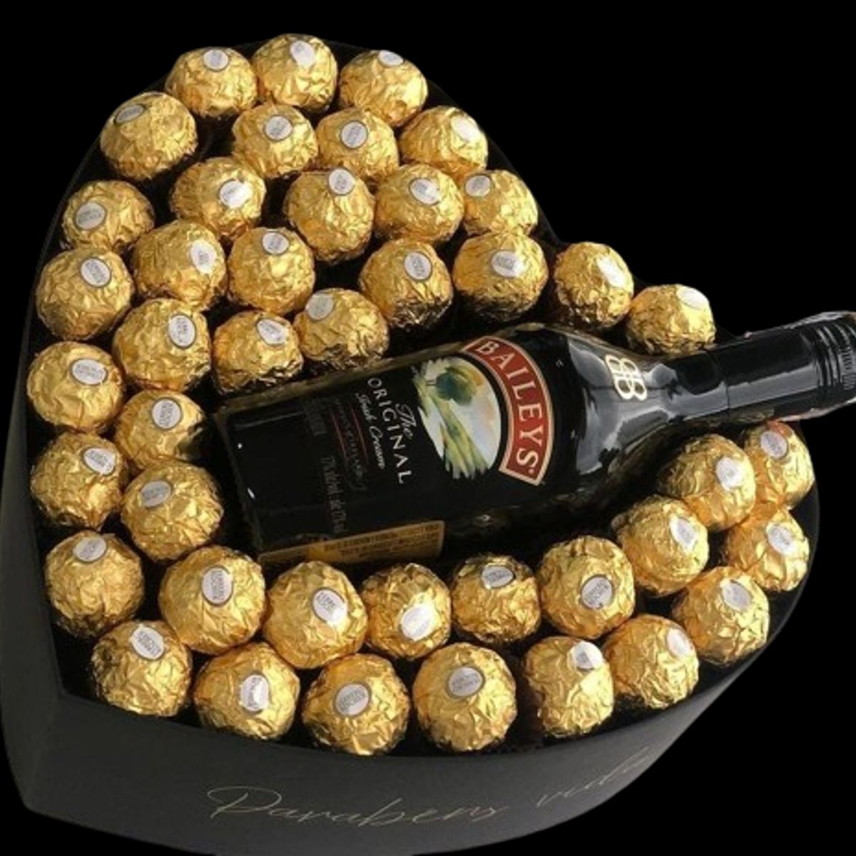 GENERICO - Box Corazón 40 Bombones Ferrero Rocher y Botella de Baileys