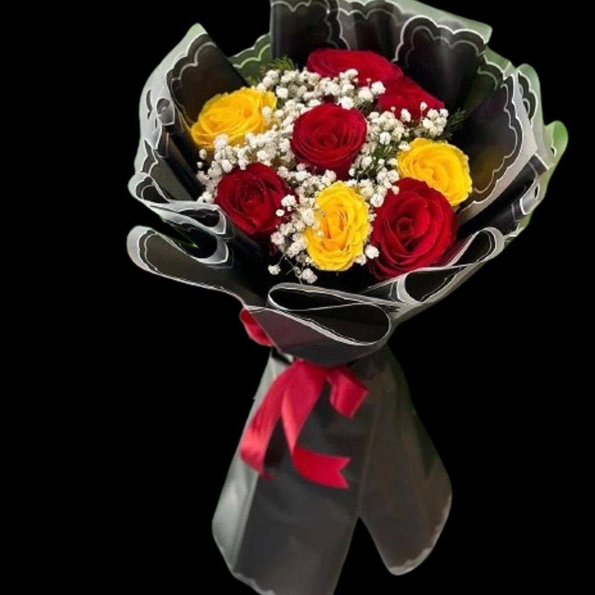 GENERICO - Bouquet de 8 Rosas Rojas y Amarillas