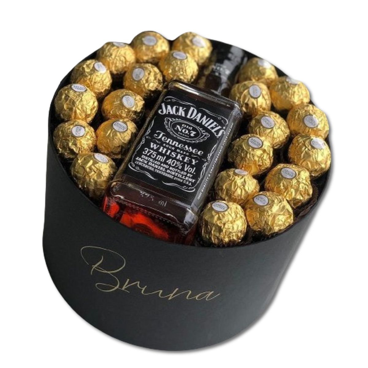GENERICO - Box Cilindro de 20 Bombones y Botella de Jack Daniels
