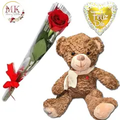 GENERICO - Rosa Roja Peluche de 35cm y Globo