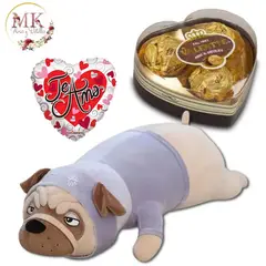 GENERICO - Peluche Perro de 50cm Bombones Corazón Valente y Globo