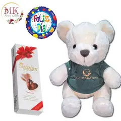 GENERICO - Peluche con Poleron de 30cm Bombones Belgian y Globo