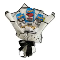 GENERICO - Bouquet de 3 Carritos Hot Wheels y 6 Bombones