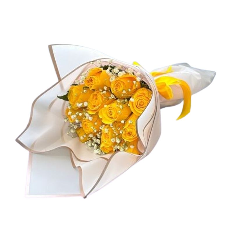 GENERICO - Bouquet de 12 Rosas Amarillas con Ilusión