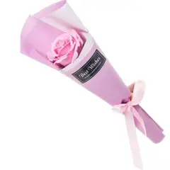 GENERICO - Bouquet de 1 Rosa Rosada Eterna de Jabón