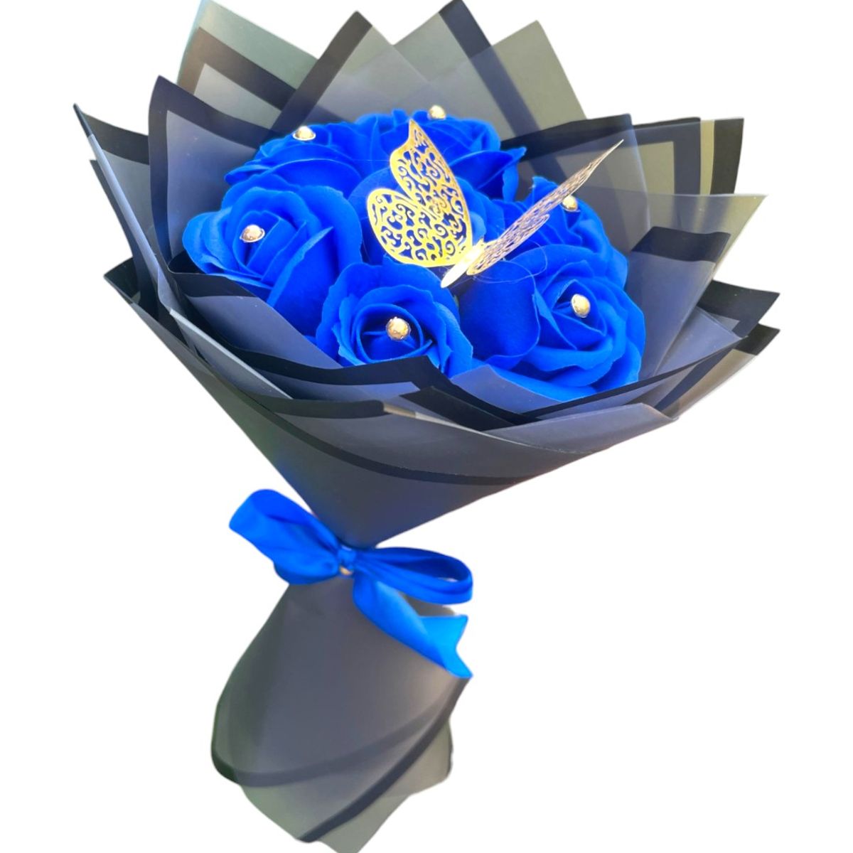 GENERICO - Bouquet de 10 Rosas Azules Eternas de Jabón