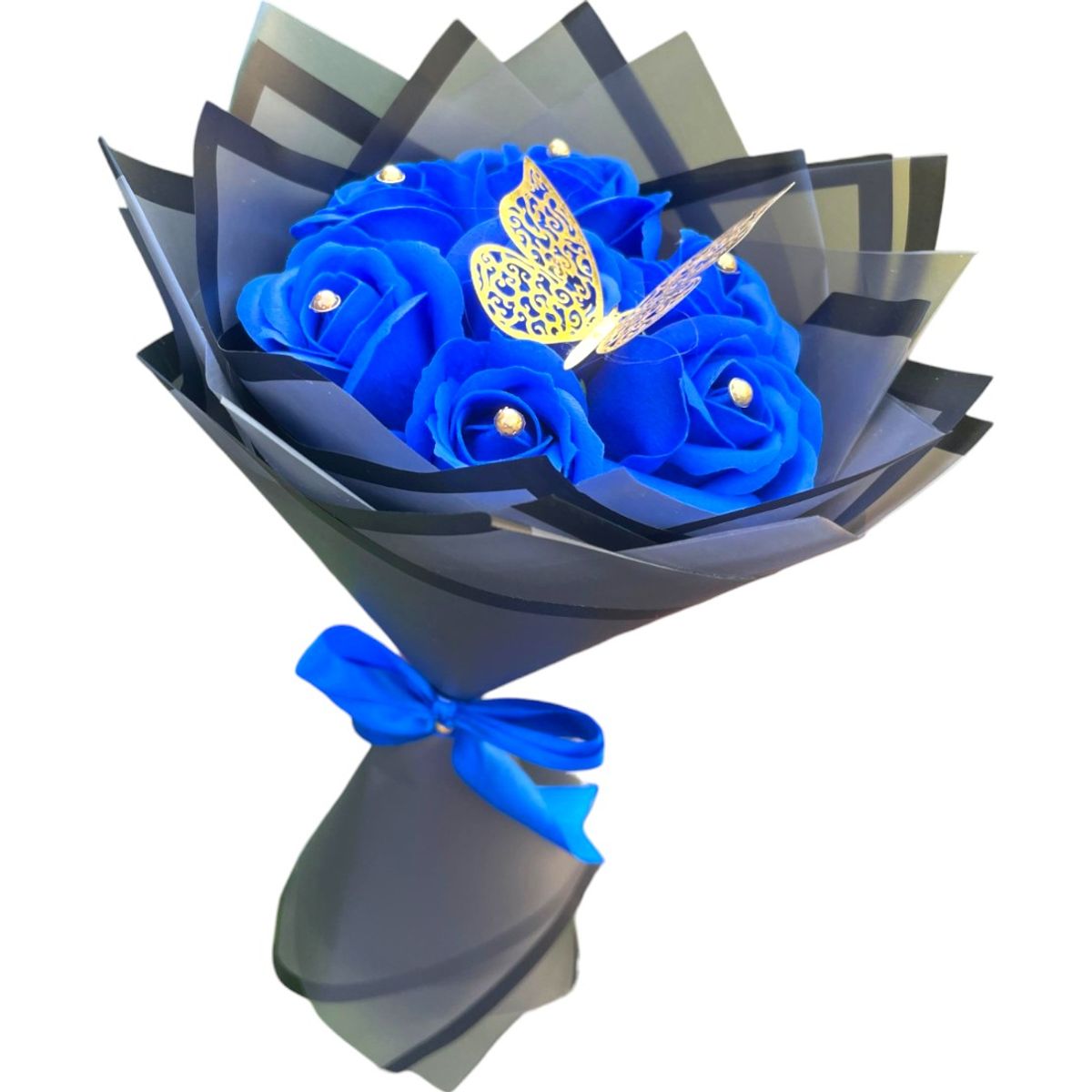 GENERICO - Bouquet de 10 Rosas Azules Eternas de Jabón