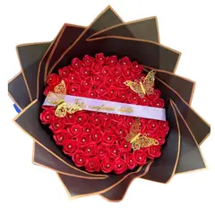 GENERICO - Ramo Buchón de 120 Rosas Eternas de Jabón Rojo