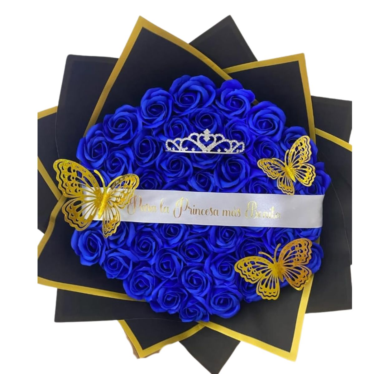 GENERICO - Ramo Buchón de 100 Rosas Eternas de Jabón Azules