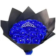 GENERICO - Ramo Buchón de 25 Rosas Eternas de Jabón Azules