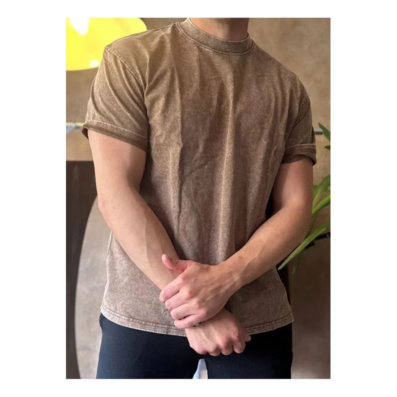 MPROPIA - Polera Estilo Washed, Deslavada Vintage. 100% Algodón Unisex 7002