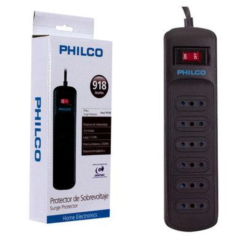 PHILCO - Protector Sobrevoltaje P9186 2200W 918 - Negro
