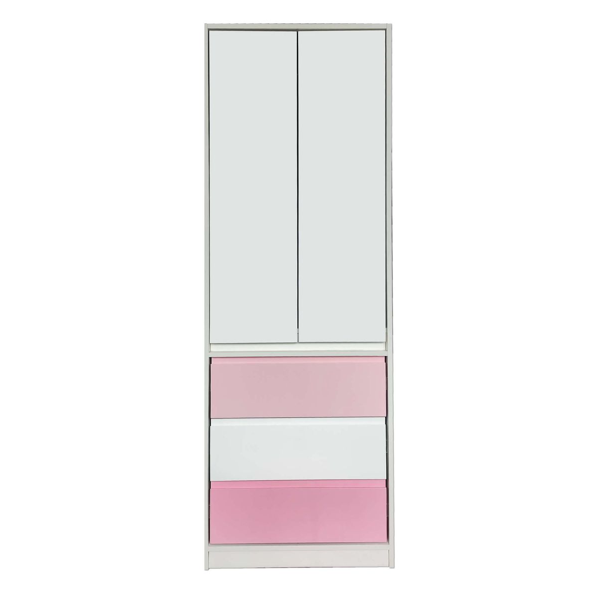 DECORACION CREATIVA - Closet Melamina Blanca 2 Puertas y 3 Cajones Rosado - Blanco - Rosado