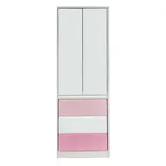 DECORACION CREATIVA - Closet Melamina Blanca 2 Puertas y 3 Cajones Rosado - Blanco - Rosado