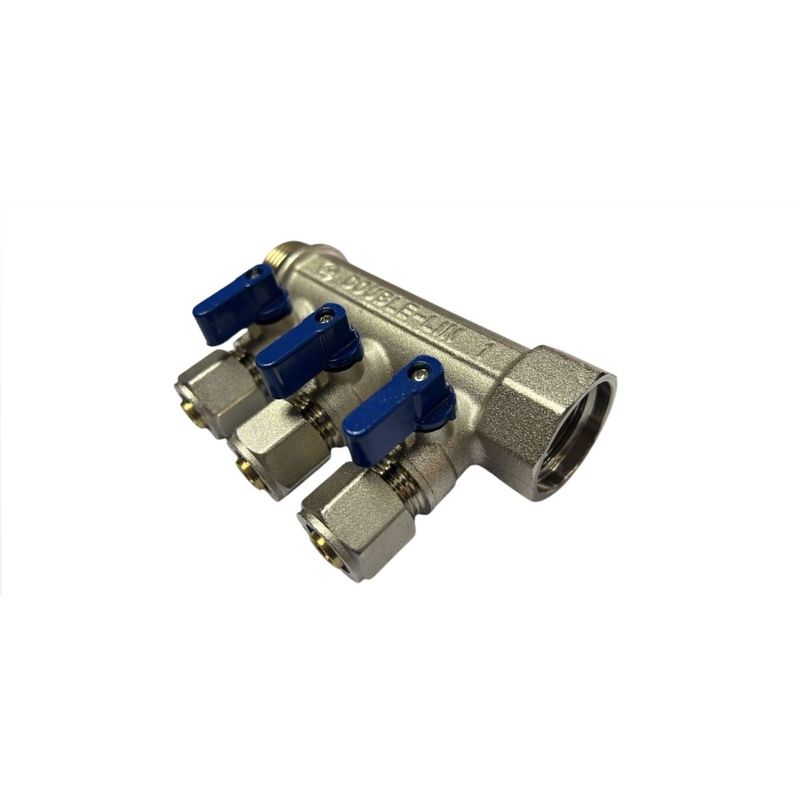 GENERICO - MANIFOLD PARA AGUA 1 PULGADA 16 MM PEX MANILLA AZUL 3VIAS