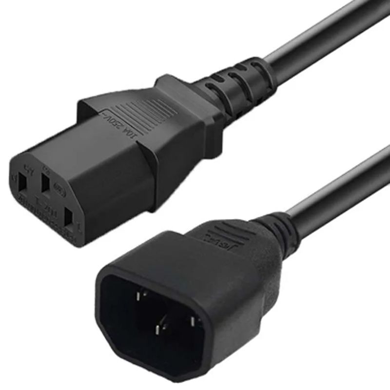 GENERICO - CABLE DE PODER MACHO HEMBRA 1,8 MTS. UPS, MONITOR.