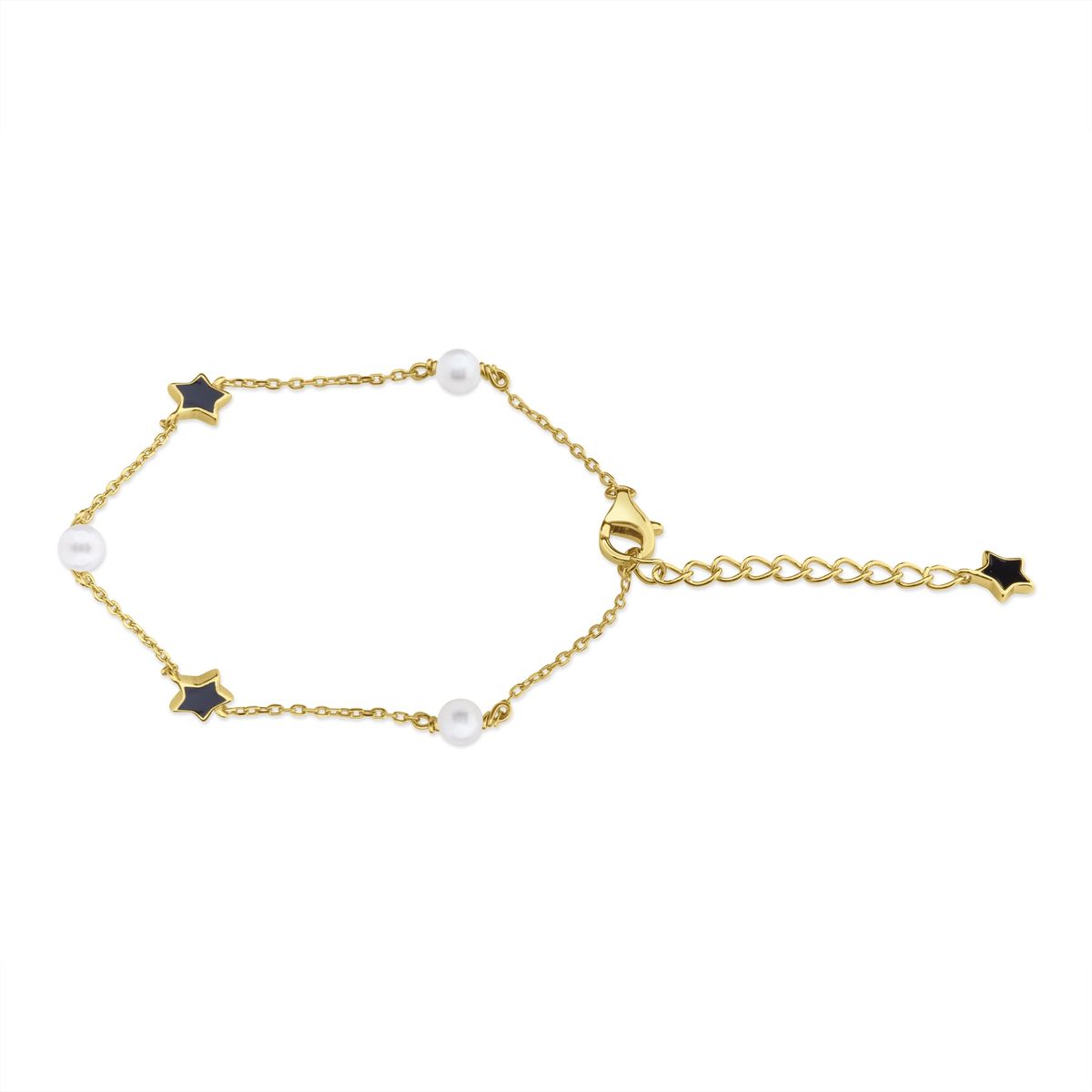 TIANA JOYAS - Pulsera con Estrellas y Perlas de Plata 925 enchapada en Oro de 18k