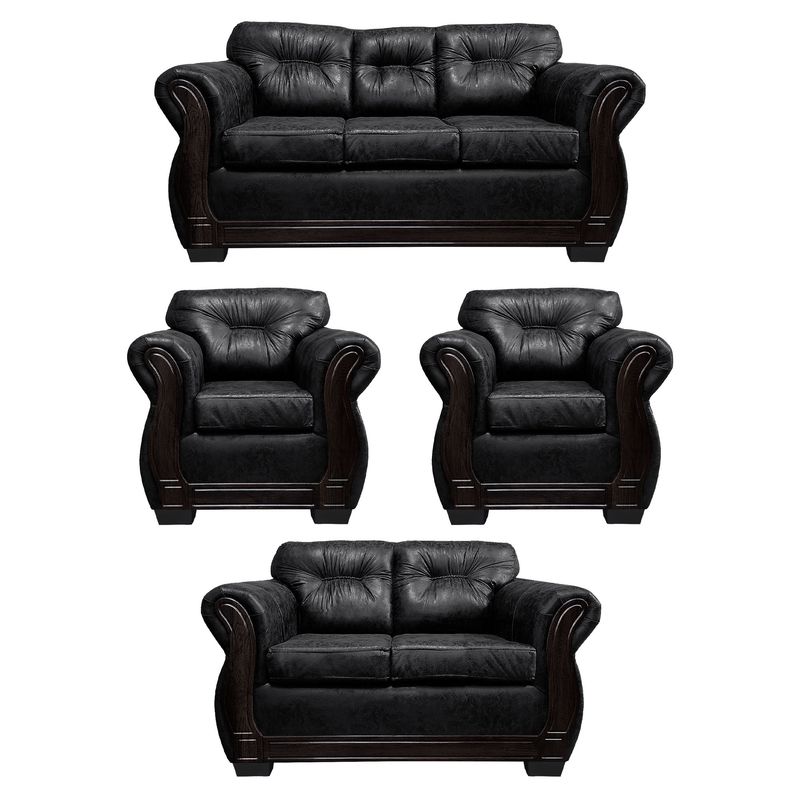 AMERICA DECORA - Living Con Respaldo Confortable 7 Personas Taurus 3+2+1+1 Envejecido