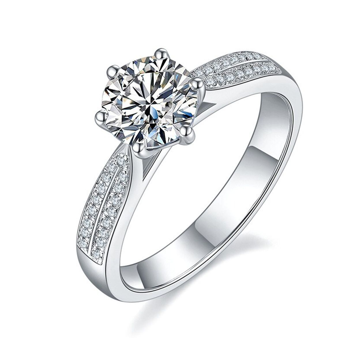 LUXURYJOYAS - Anillo De Moissanita 05kt Plata 925 Certificado Baño Oro 18k