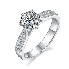 LUXURYJOYAS - Anillo De Moissanita 05kt Plata 925 Certificado Baño Oro 18k