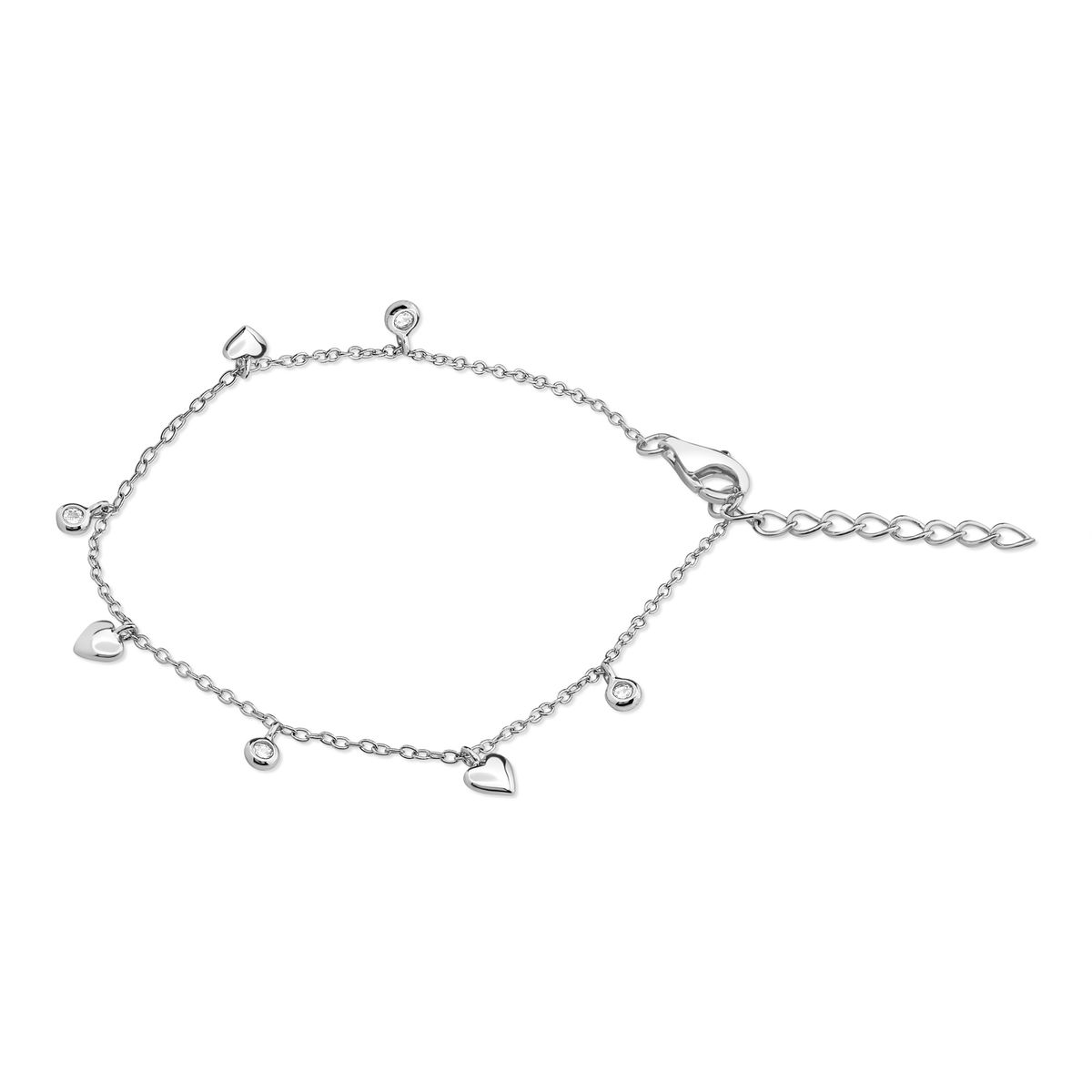 TIANA JOYAS - Pulsera con Corazones y Circones de Plata 925