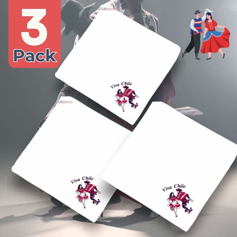 UTILISIMO - Pack 3 Pañuelos Baile Cueca 36 CM Bordado Pareja Baile Fiestas Patrias