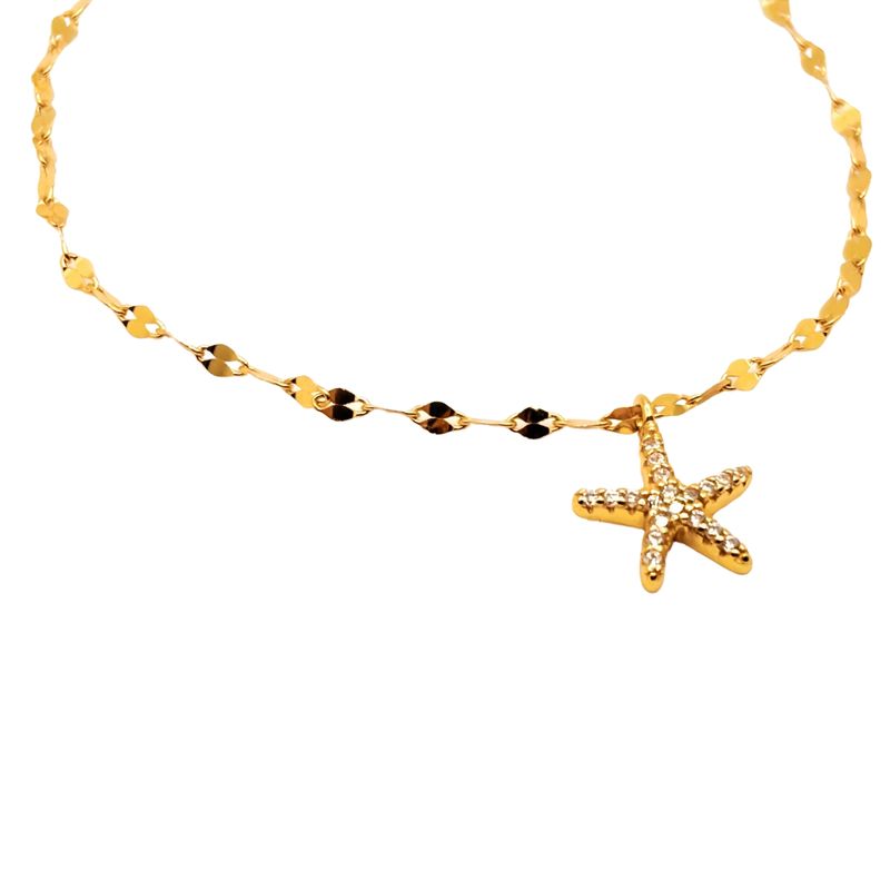 TIANA JOYAS - Pulsera con Estrella de Mar y Circones en Plata 925 bañada en Oro 18k