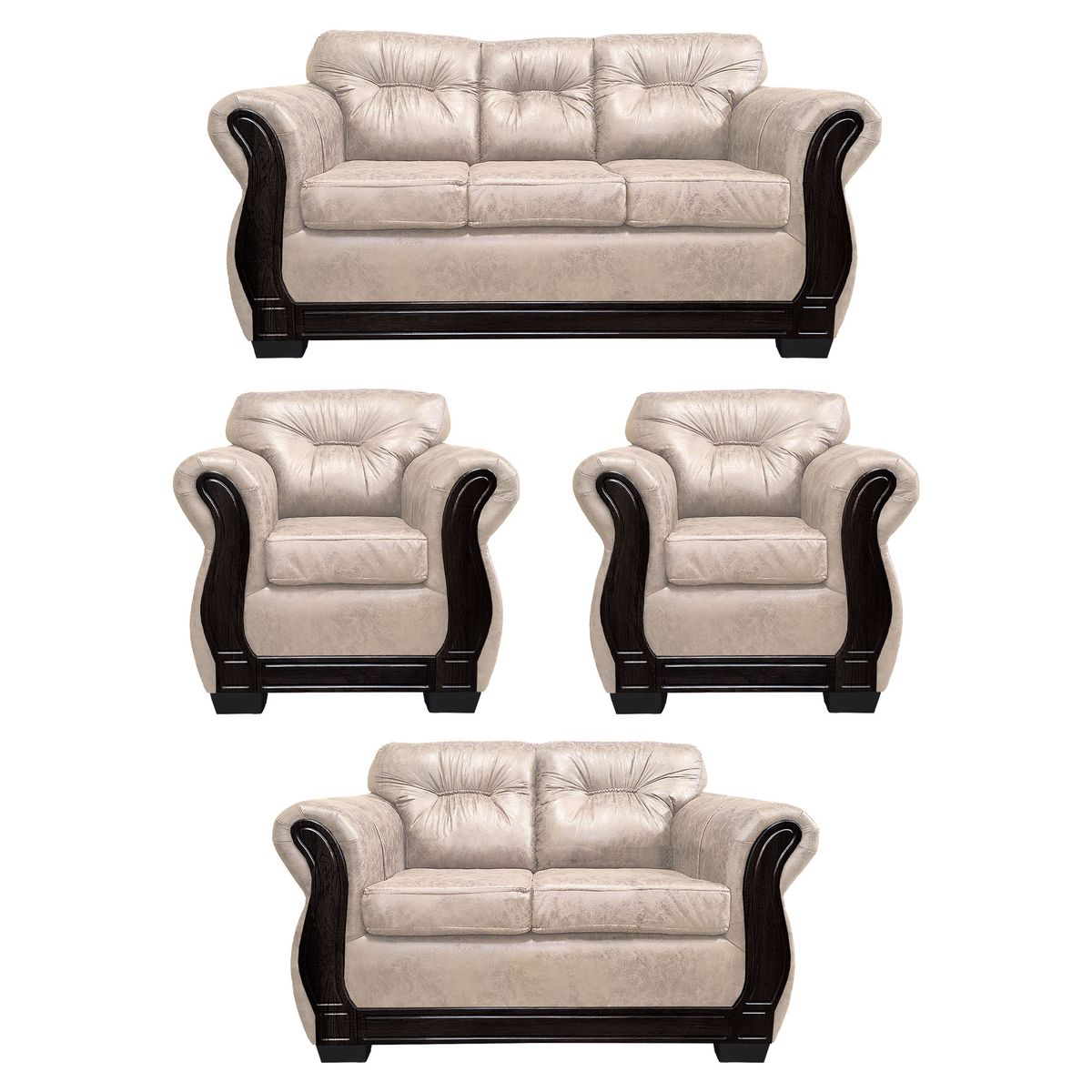AMERICA DECORA - Living Con Respaldo Confortable 7 Cuerpos Taurus 3+2+1+1 Envejecido