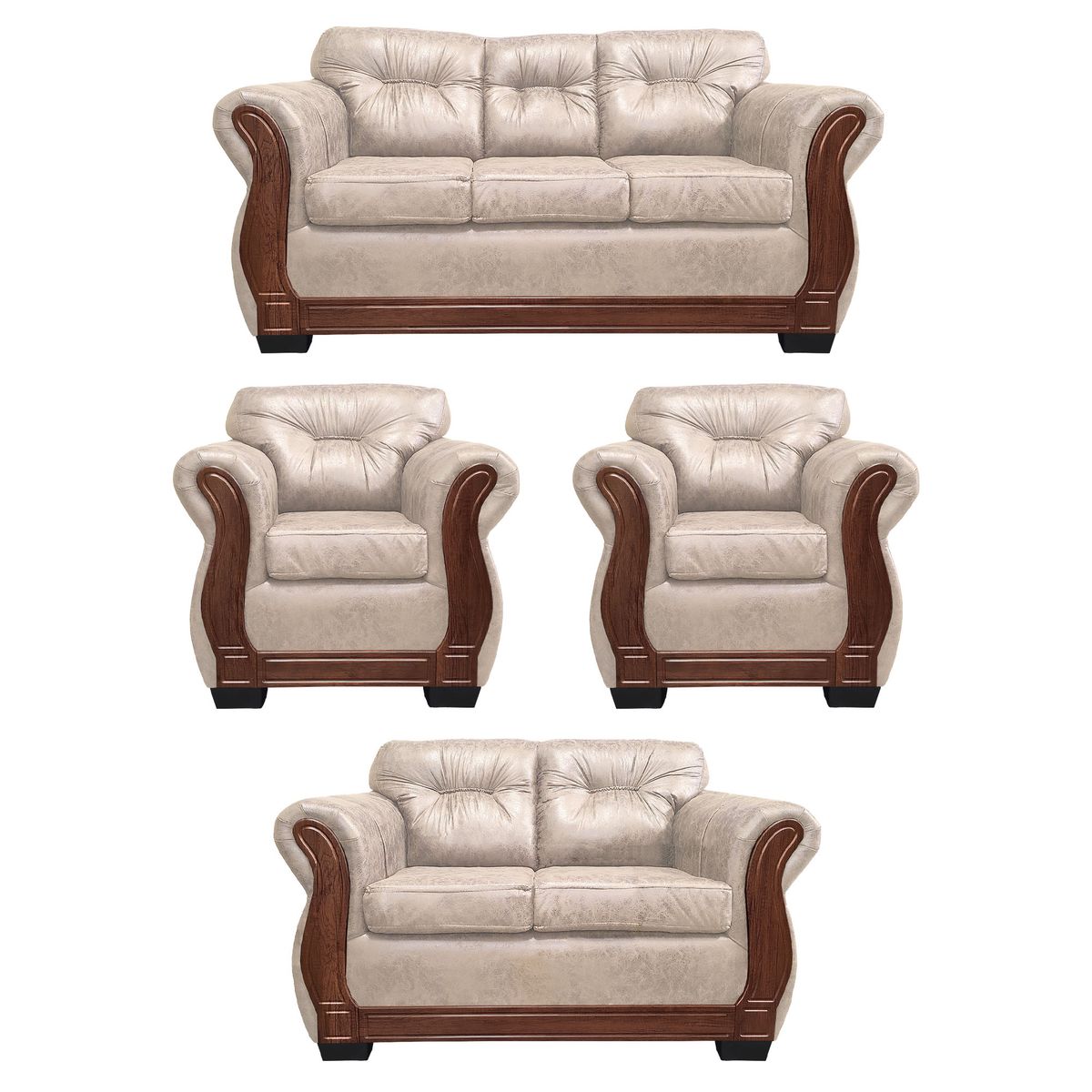 AMERICA DECORA - Living Con Respaldo Confortable 7 Cuerpos Taurus 3+2+1+1 Envejecido X