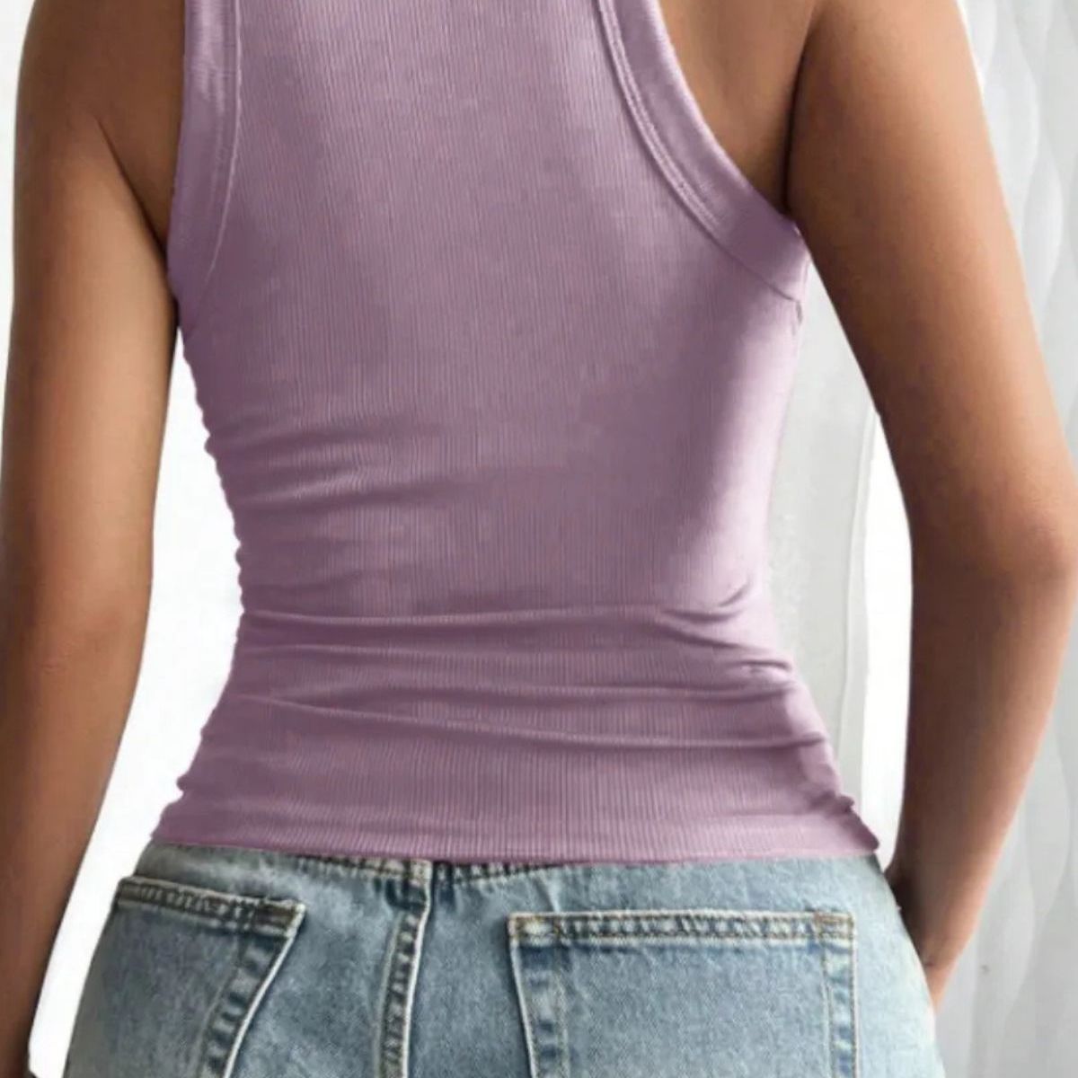 LOOK SHOP - Top Acanalado. Camiseta Sin Mangas Mujer, Polera Invierno. 002
