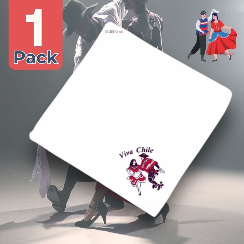UTILISIMO - Pañuelo Baile Cueca 45CM Bordado Pareja Baile Fiestas Patrias