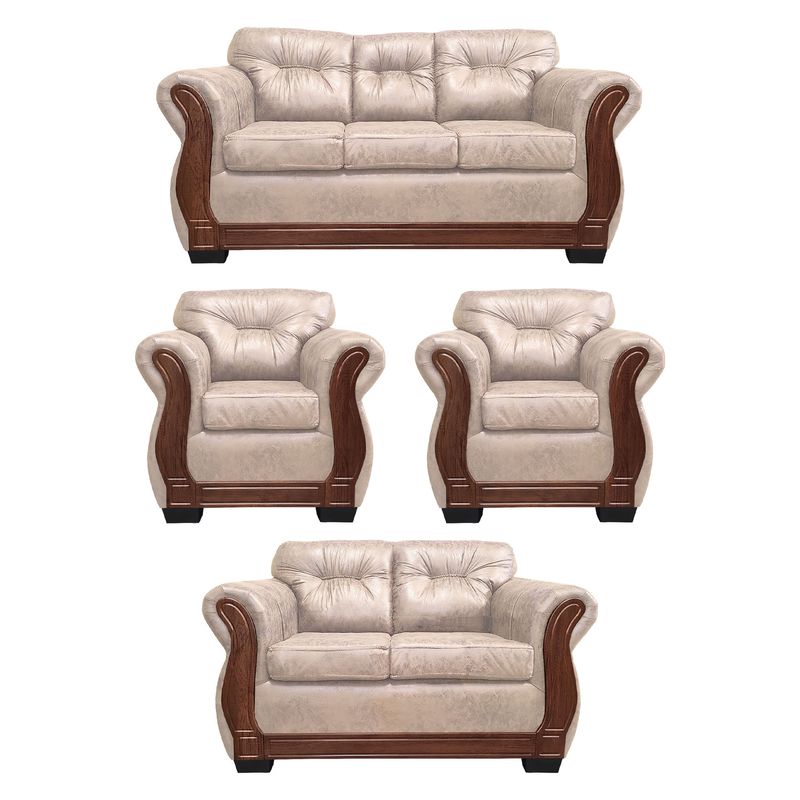 AMERICA DECORA - Living Con Respaldo Confortable 7 Personas Taurus 3+2+1+1 Envejecido X