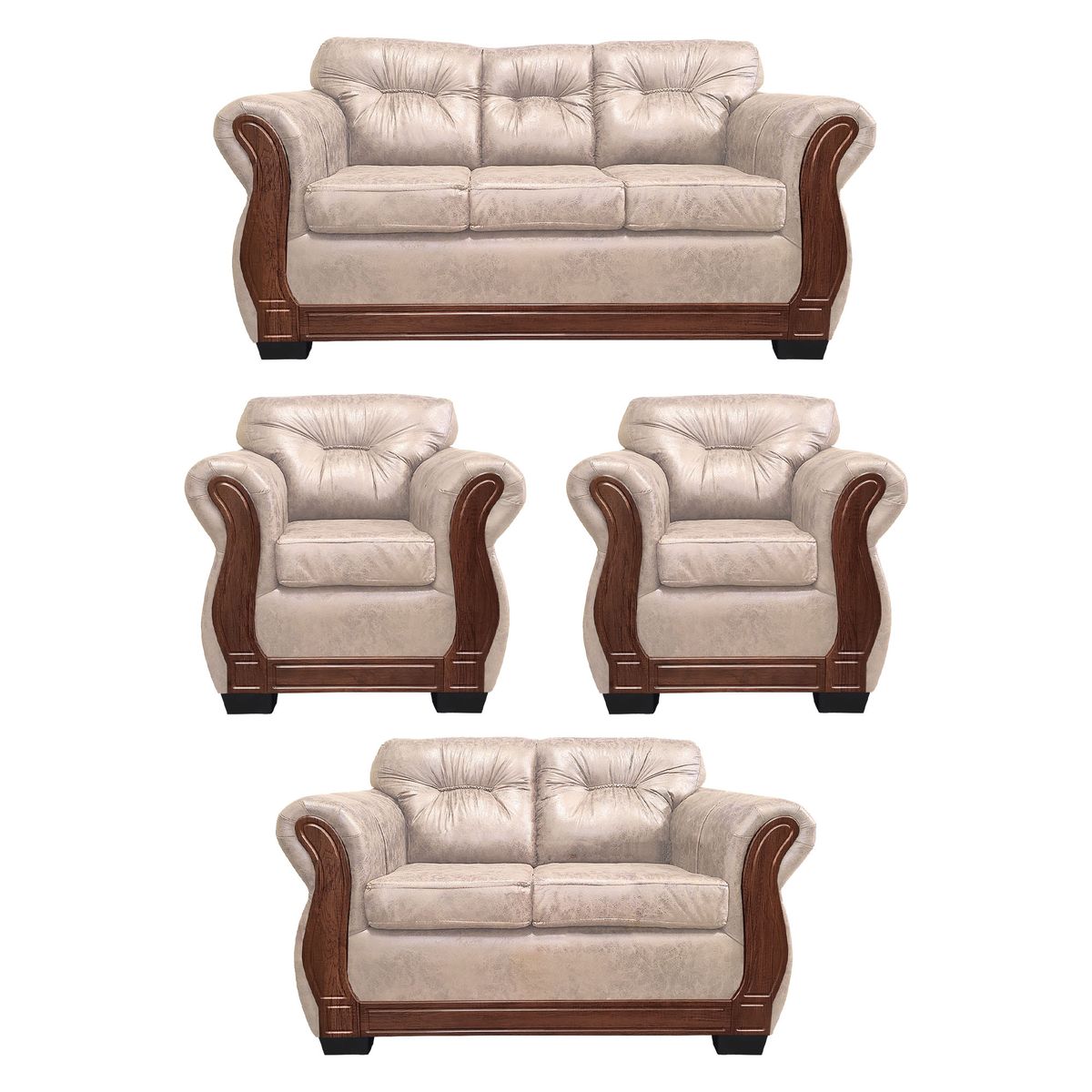 AMERICA DECORA - Living Con Respaldo Confortable 7 Cuerpos Taurus 3+2+1+1 Envejecido X