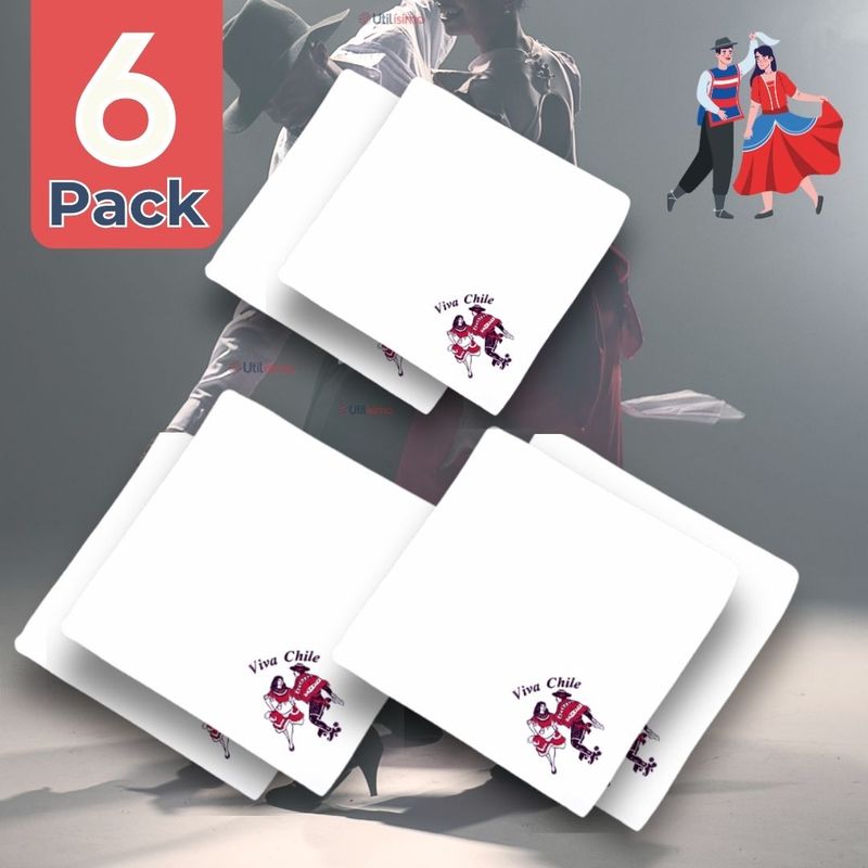 UTILISIMO - Pack 6 Pañuelos Baile Cueca 45CM Bordado Pareja Baile Fiestas Patrias