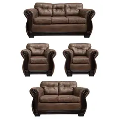 AMERICA DECORA - Living Con Respaldo Confortable 7 Cuerpos Taurus 3+2+1+1 Envejecido