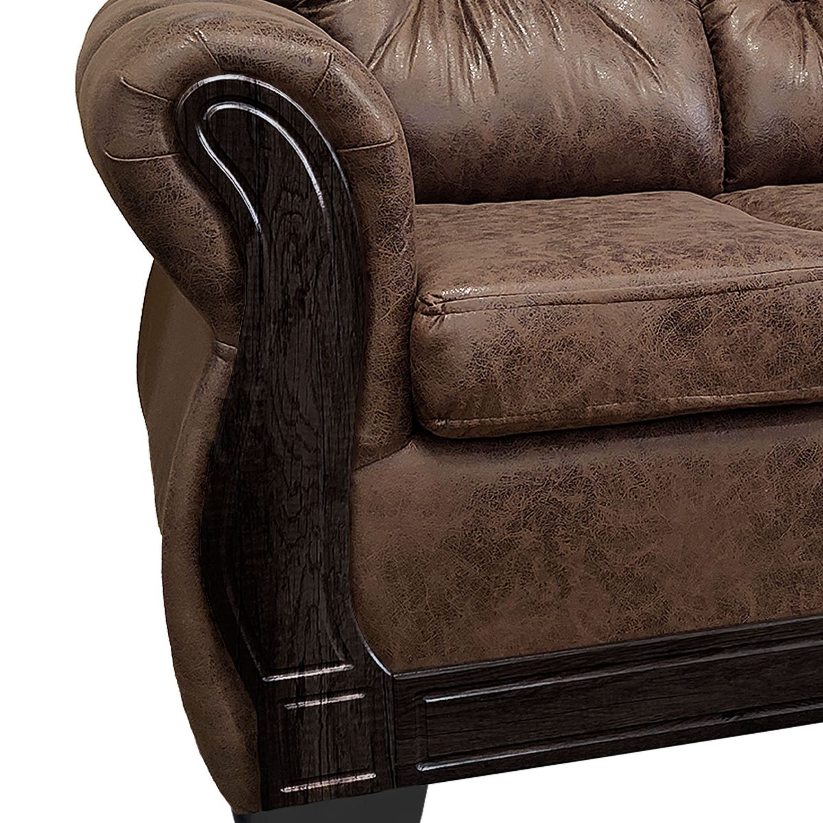 AMERICA DECORA - Living Con Respaldo Confortable 7 Cuerpos Taurus 3+2+1+1 Envejecido.