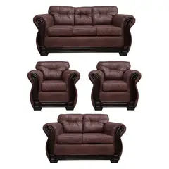 AMERICA DECORA - Living Con Respaldo Confortable 7 Cuerpos Taurus 3+2+1+1 Envejecido
