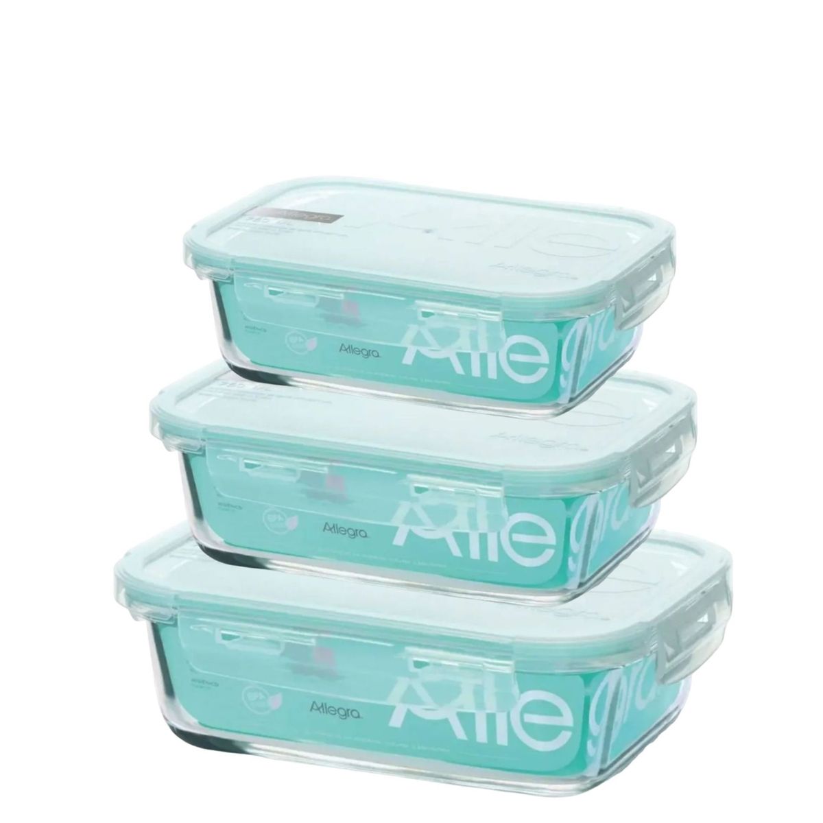ALLEGRA - Pack 3 Taper De Vidrio Contenedores De Alimentos