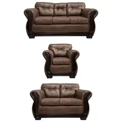 AMERICA DECORA - Living Con Respaldo Confortable 6 Cuerpos Taurus 3+2+1 Envejecido