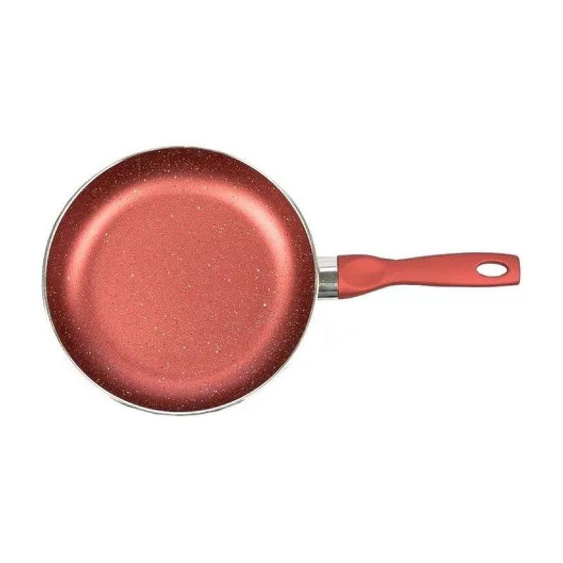 GENERICO - Sarten De Cocina Antiadherente 24cm Rojo Mango De Silicona