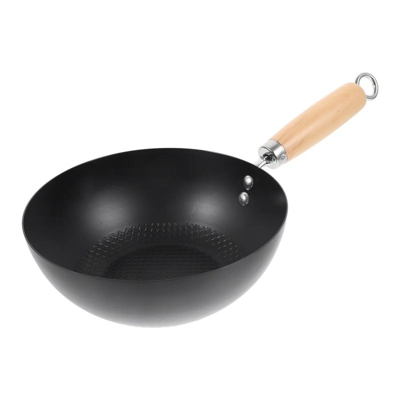 GENERICO - Sarten Wok Antiadherente 20cm Negro Con Mango De Madera