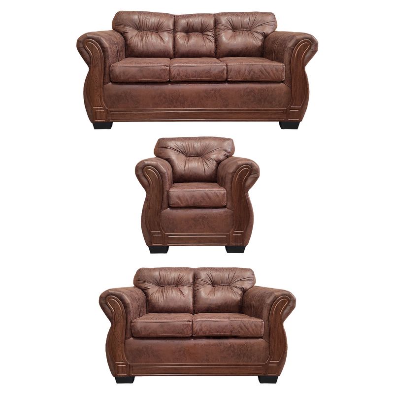 AMERICA DECORA - Living Con Respaldo Confortable 6 Personas Taurus 3+2+1 Envejecido X