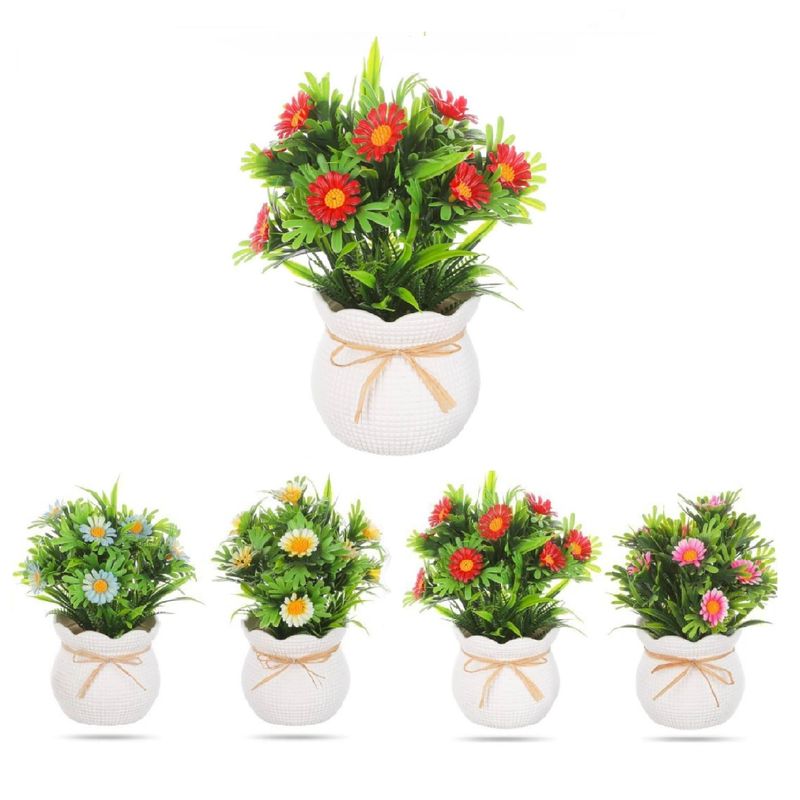 HOMEY - Pack 4 Macetas Homey Con Planta Artificial, Colores Surtidos,20*9cm