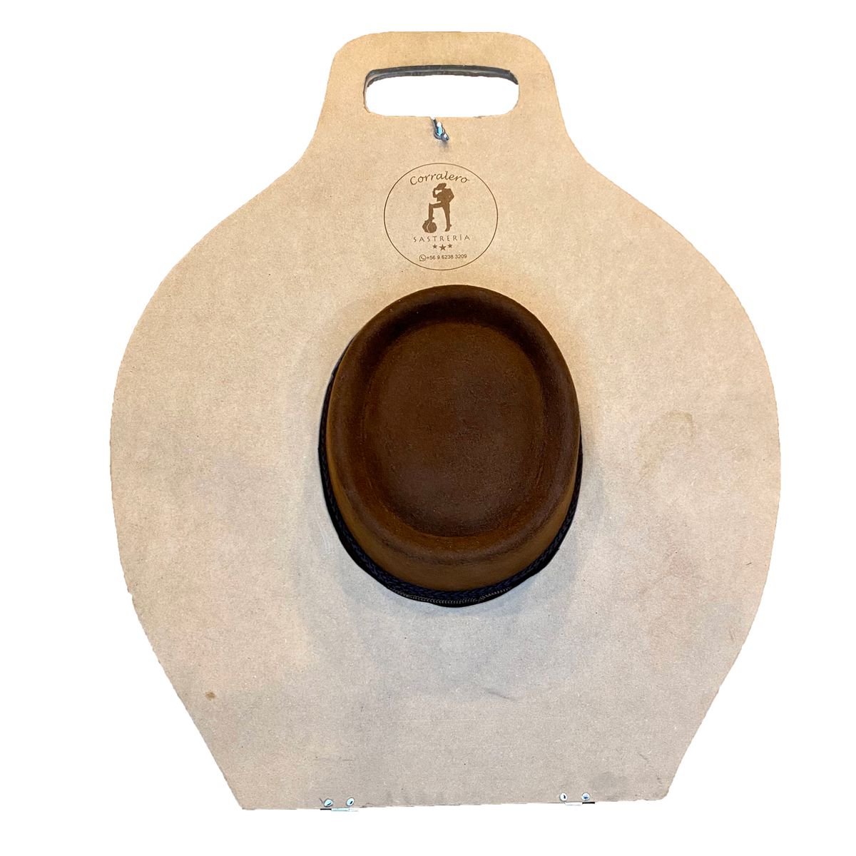 CORRALERO SASTRERIA - Sombrero de Paño Café Huaso Tradicional Chileno 2030 + Porta Sombrero