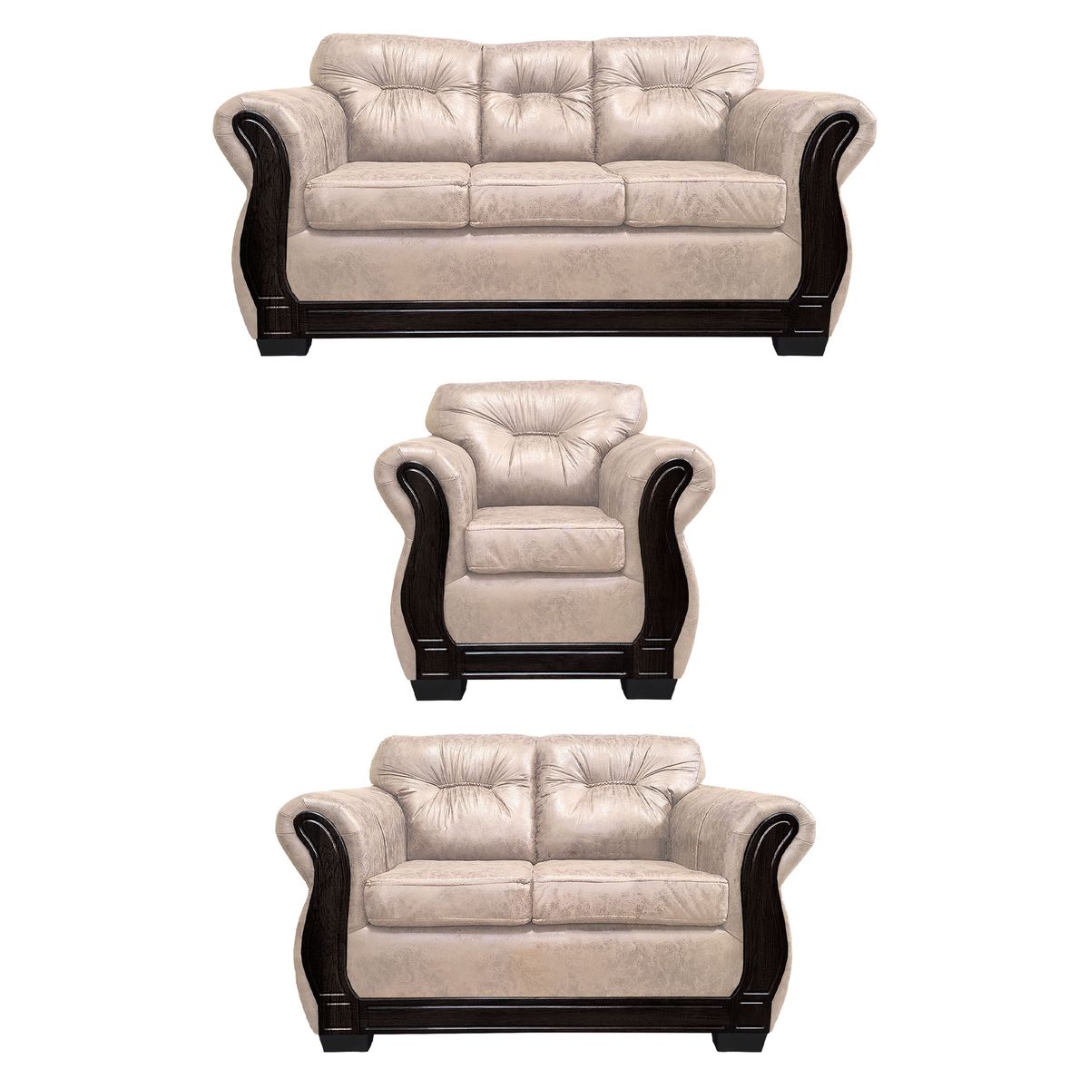 AMERICA DECORA - Living Con Respaldo Confortable 6 Cuerpos Taurus 3+2+1 Envejecido