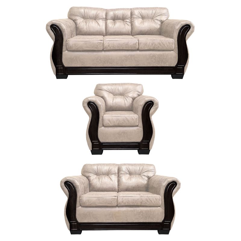 AMERICA DECORA - Living Con Respaldo Confortable 6 Personas Taurus 3+2+1 Envejecido