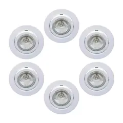 WANT - 6 Focos Basculantes Blancos Base Gu10 Luz Cálida